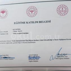 ÜÇ İMZALI GIDA GÜVENLİĞİ VE HİJYEN EĞİTİMİ BELGESİ