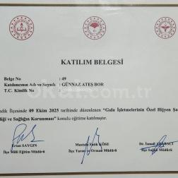 HİJYEN SERTİFİKASI