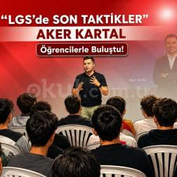 Aker Kartal'ın katılımıyla gerçekleştirdiğimiz "LGS'de Son Taktikler" seminerinde öğrencilerimizle verimli ve ilham verici bir buluşma gerçekleştirdik.