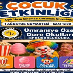 Açık Hava Sineması Öncesinde Çocukları Eğlence Bekliyor! 🎬🎈✨
