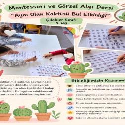 Montessori ve Görsel Algı Dersi kapsamında “Aynı Olan Kaktüsü Bul” etkinliğimizi gerçekleştirdik. 🌵🔎