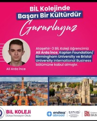 BİL KOLEJİNDE BAŞARI BİR KÜLTÜRDÜR GURURLUYUZ