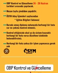 OBP KONTROL  VE GÜNCELLEME 24-28 HAZİRAN