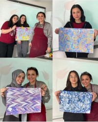 Öğrencilerimiz Ebru sanatını öğreniyor