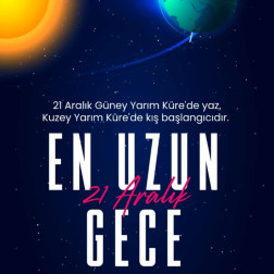 21 ARALIK GÜNEY YARIM KÜRE'DE YAZ,KUZEY YARIM KÜRE'DE KIŞ BAŞLANGICIDIR.EN UZUN 21 ARALIK GECE