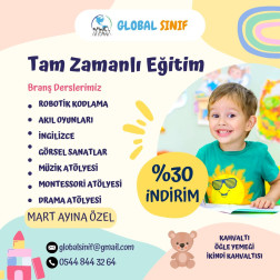 Global Sınıf Anaokulu ile Tam zamanlı Eğitim Mart Ayına Özel  %30 İndirim