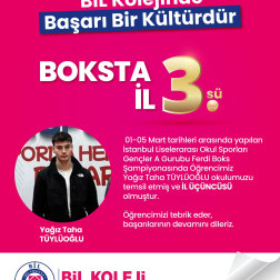 BOKSTA  İL 3.SÜ YAĞIZ TAHA TÜYLÜOĞLU BİL KOLEJİNDE BAŞARI BİR KÜLTÜRDÜR