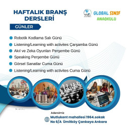 GLOBAL SINIF ANAOKULU HAFTALIK BRANŞ DERSLERİN DAĞILIMI