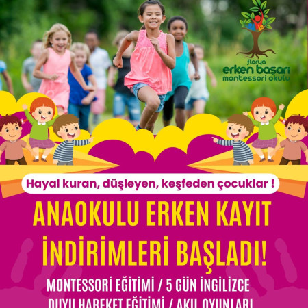 🎓 Özel Florya Erken Başarı Montessori Anaokulu’nda Erken Kayıtlar Başladı! 🎉