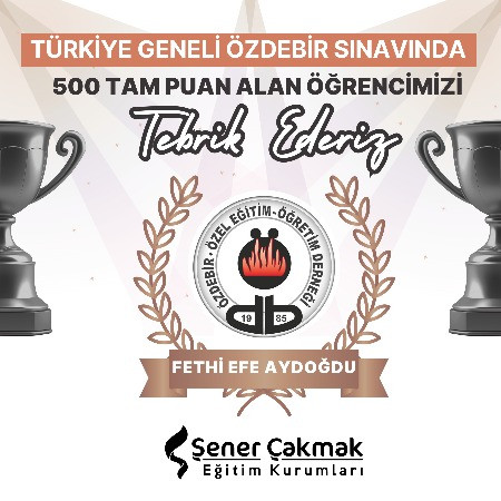 500 Tam Puan Şener Çakmak Ortaokulu'ndan.