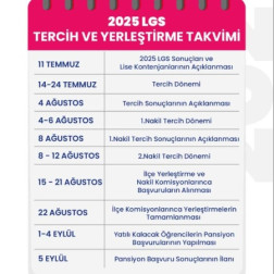 2025 LGS TERCİH VE YERLEŞTİRME TAKVİMİ