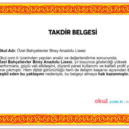 Okulumuza Okul.com.tr Üzerinden Takdir Belgesi