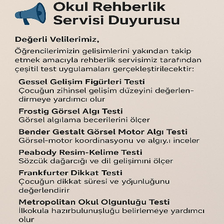 Gelişim Takip Testlerimiz!