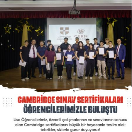 📌 Cambridge Sınav Sertifikaları Öğrencilerimizle Buluştu!