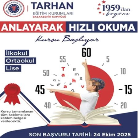 Özel Başakşehir Tarhan Koleji’nde Hızlı Okuma Kursumuz Başlıyor!