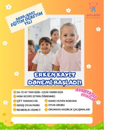 Arzu Anne Anaokulu’nda 2026–2027 Eğitim Yılı Erken Kayıt Dönemi Başladı