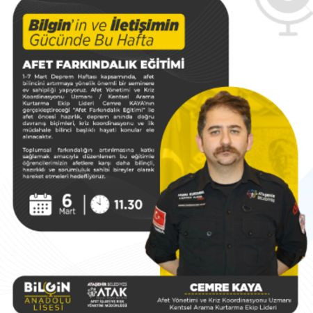 1–7 Mart Deprem Haftası Kapsamında Afet Farkındalık Eğitimi