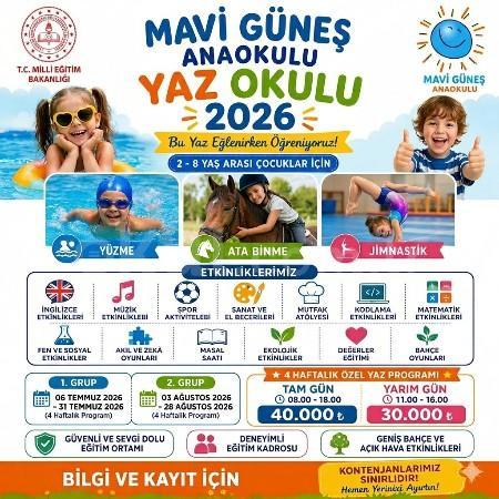 Mavi Güneş Anaokulu'nda Yaz Okulu Başlıyor!