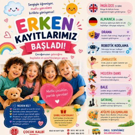 Çocuk Kalbi Anaokulu Yeni Dönem Kayıtlarımız Başlamıştır !!!