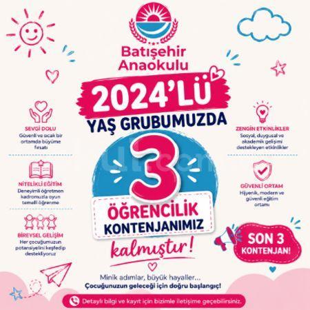 📌 2024 Doğumlu Yaş Grubumuzda Yalnızca 3 Öğrencilik Kontenjanımız Kalmıştır.
