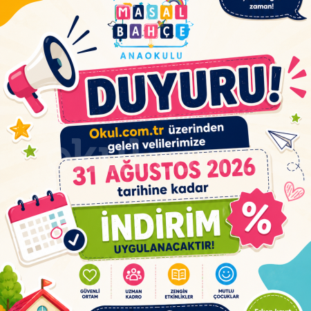 İNDİRİM🎈 Masal Bahçe Anaokulu’ndan Okul.com.tr Velilerine Özel Fırsat!