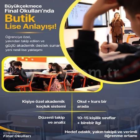 Büyükçekmece Final Okulları’nda butik lise anlayışıyla öğrencilerimizin akademik sürecini yakından takip ediyor; hedeflerine uygun, planlı ve bireysel destek sunuyoruz.
