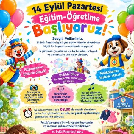 14 EYLÜL PAZARTESİ GÜNÜ PUSULA ANAOKULU’NDA EĞLENCE VAR 🥳🎉