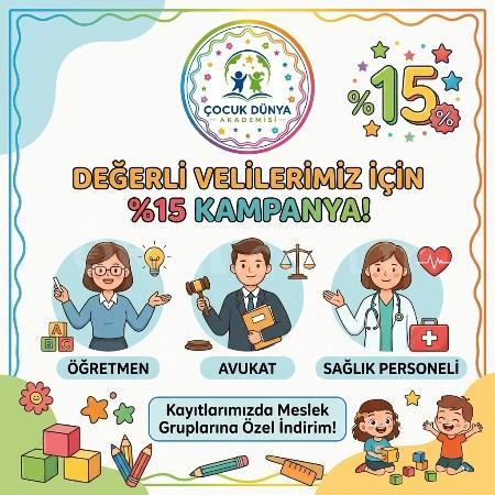👩‍🏫⚖️🩺 Öğretmen, Avukat ve Sağlık Personellerine Özel %15 İndirim!