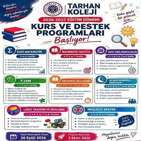 📚✨ TARHAN KOLEJİ KURS VE DESTEK PROGRAMLARI BAŞLIYOR!🎓