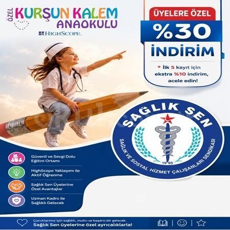 Sağlık-Sen Üyelerine Özel Kurşun Kalem Anaokulu’nda %30 İndirim Fırsatı!   