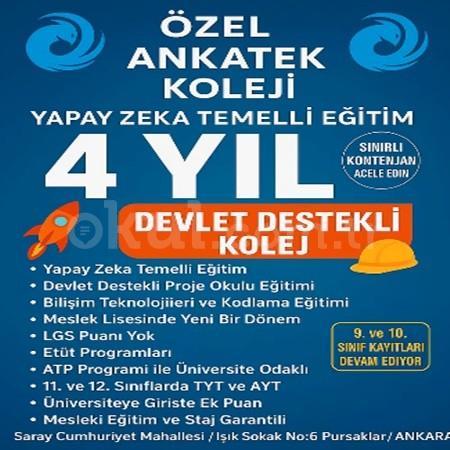 🎓🚀 Özel AnkateK Koleji'nde 4 Yıl Devlet Destekli Eğitim!