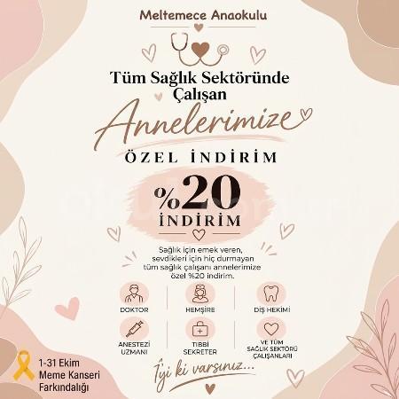 Meltemece Anaokulu’ndan Sağlık Çalışanı Annelerimize Özel %20 İndirim!