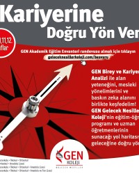 GEN Koleji Rehberlik Envanterleri ile 8,9,10,11,12.sınıftaki öğrencinizi keşfederek akademik yol haritası ve mesleki kariyerine doğru verin!