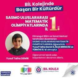 SASMO ULUSLARARASI MATEMATİK OLİMPİYATLARI İL 1.si