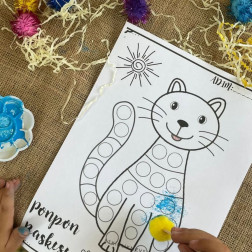 Ponpon Baskısı – Sevimli Kedi Çalışması