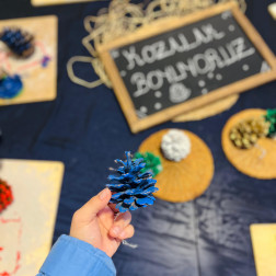 🌿 Doğal Materyallerle Etkinlik: Kozalak Boyama